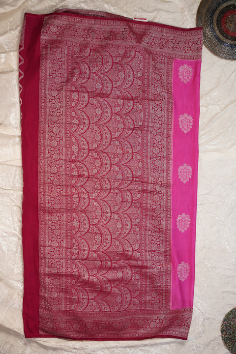 PURE CHINON PINK SAREE