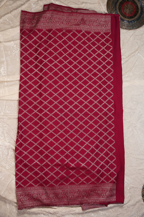 PURE CHINON PINK SAREE