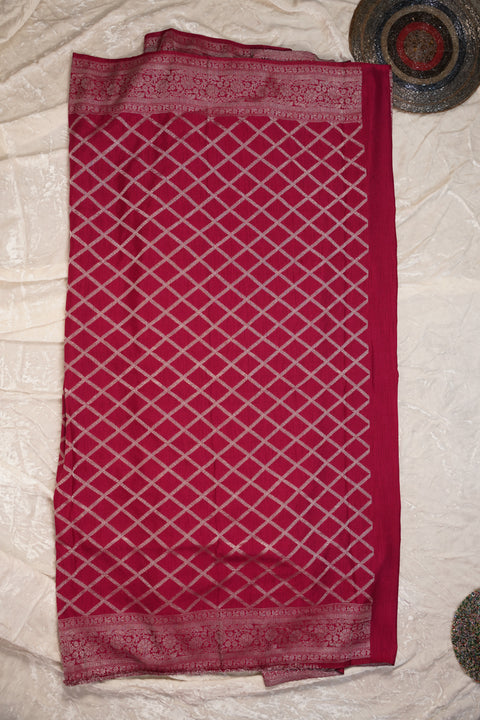 PURE CHINON PINK SAREE