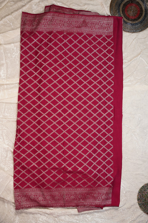 PURE CHINON PINK SAREE