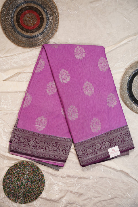 PURE CHINON LAVENDER SAREE