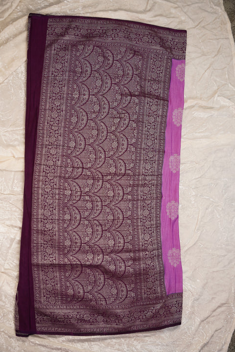 PURE CHINON LAVENDER SAREE