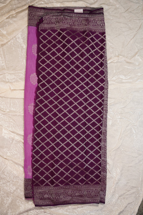 PURE CHINON LAVENDER SAREE