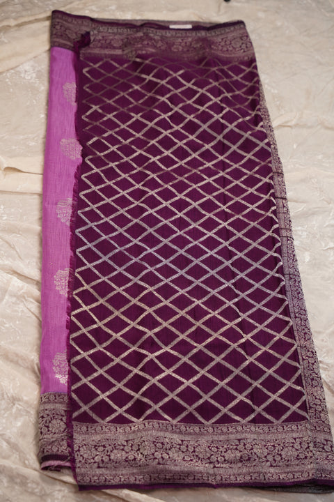 PURE CHINON LAVENDER SAREE