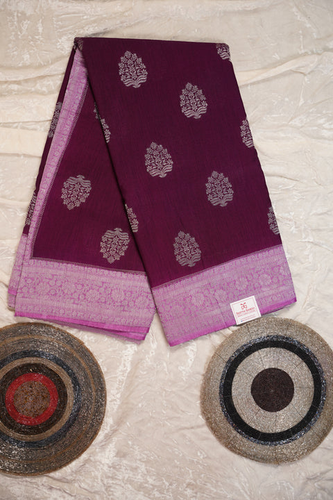 PURE CHINON PURPLE SAREE