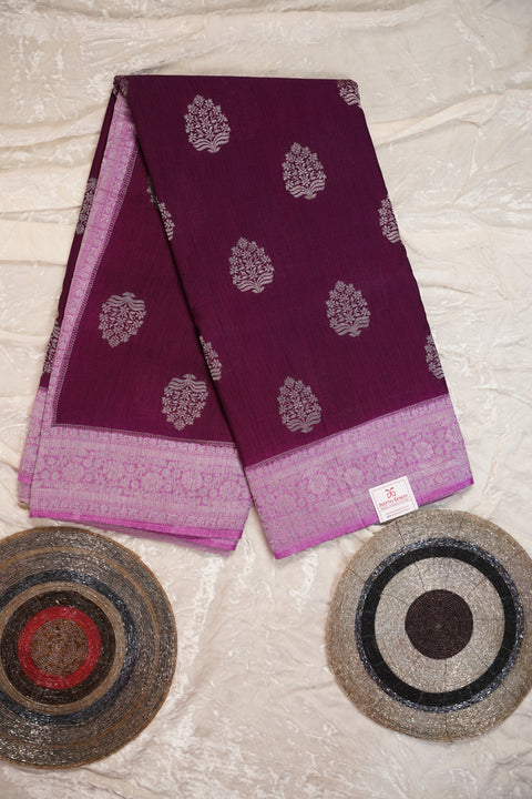 PURE CHINON PURPLE SAREE