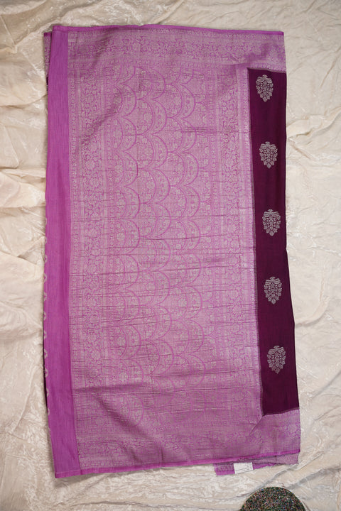 PURE CHINON PURPLE SAREE