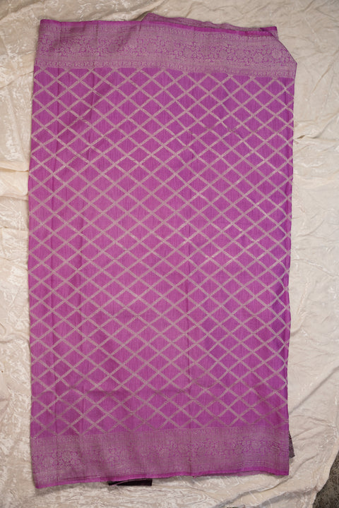 PURE CHINON PURPLE SAREE