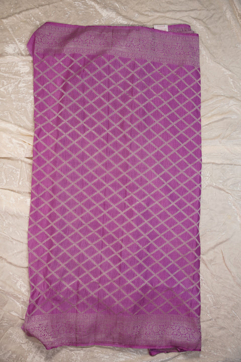 PURE CHINON PURPLE SAREE