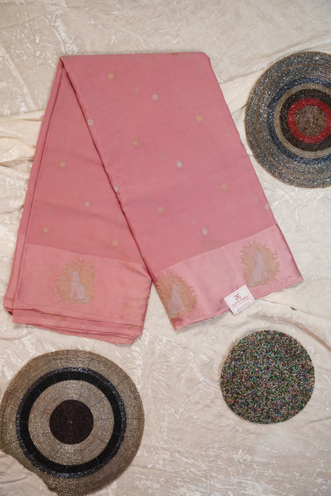 PURE CHINON PASTEL PEACH SAREE