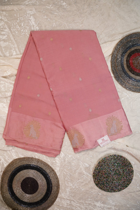 PURE CHINON PASTEL PEACH SAREE