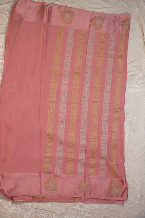PURE CHINON PASTEL PEACH SAREE