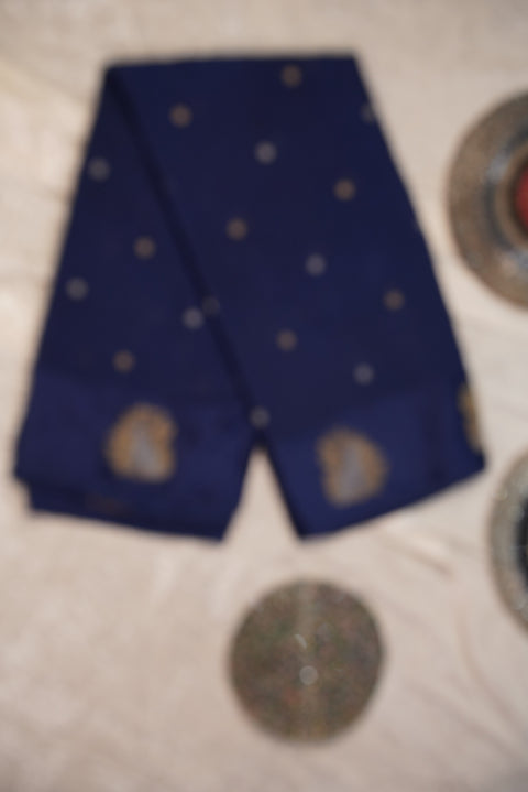 PURE CHINON NAVY BLUE SAREE