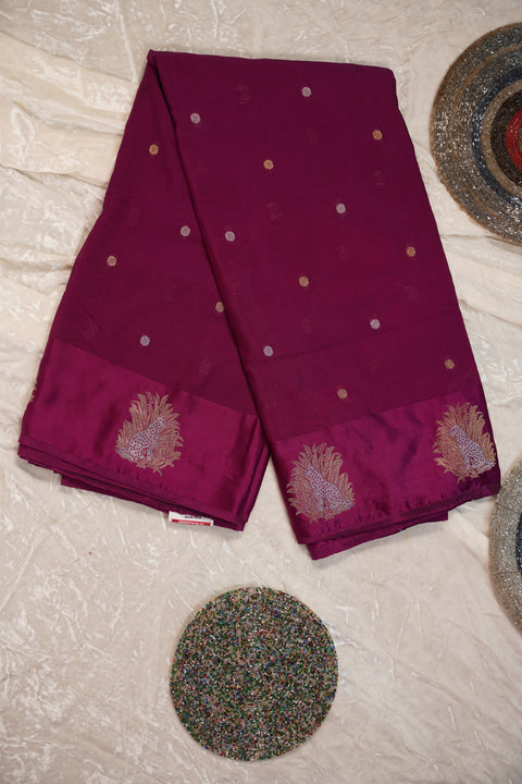 PURE CHINON RICH PURPLE SAREE