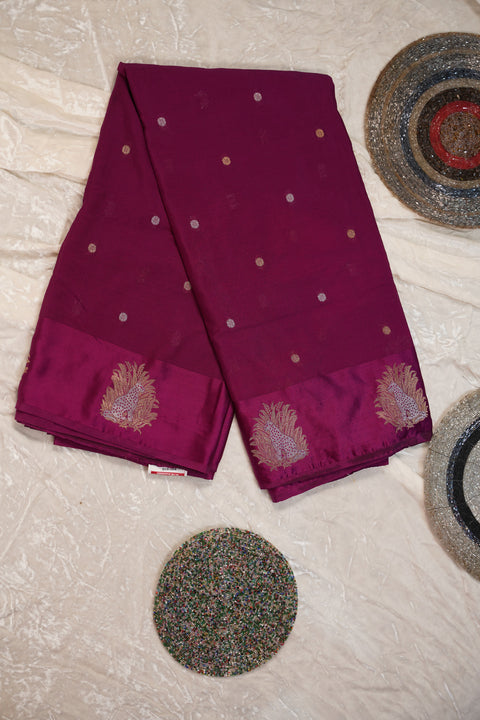 PURE CHINON RICH PURPLE SAREE