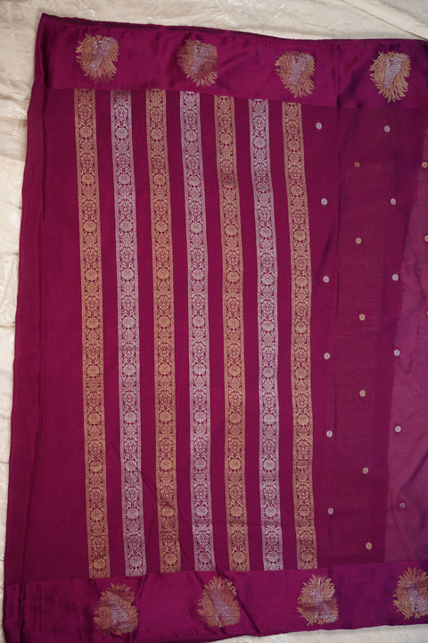 PURE CHINON RICH PURPLE SAREE