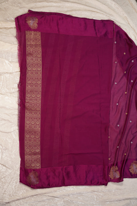 PURE CHINON RICH PURPLE SAREE