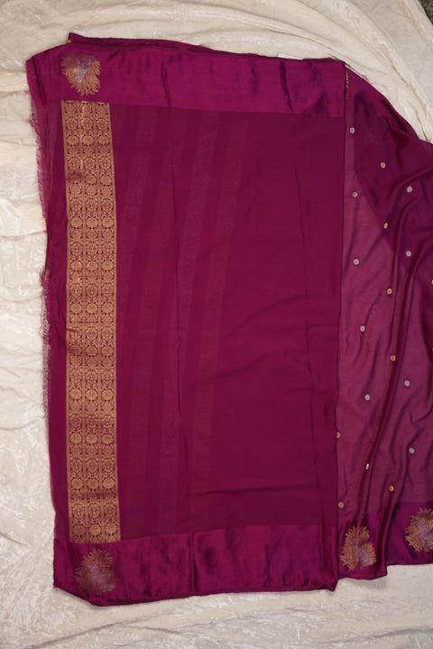 PURE CHINON RICH PURPLE SAREE