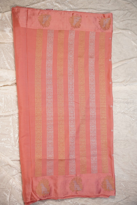 PURE CHINON PEACH ORANGE SAREE