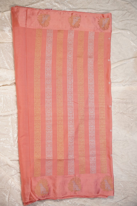 PURE CHINON PEACH ORANGE SAREE