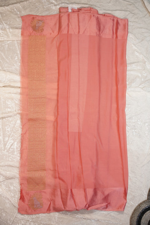 PURE CHINON PEACH ORANGE SAREE
