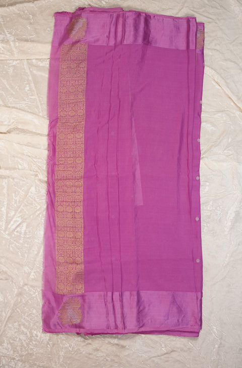 PURE CHINON LAVENDER PINK SAREE