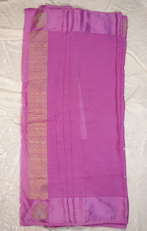 PURE CHINON LAVENDER PINK SAREE