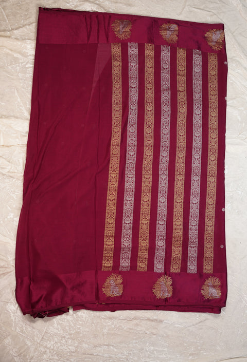PURE CHINON MAGENTA SAREE