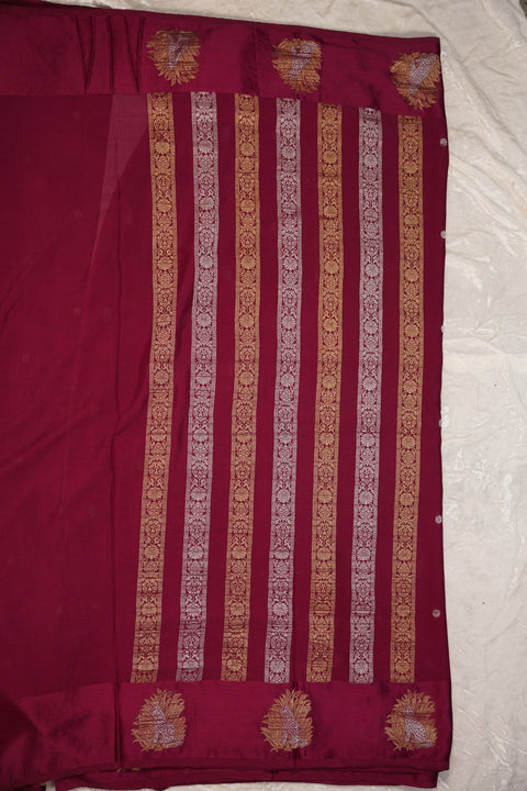 PURE CHINON MAGENTA SAREE