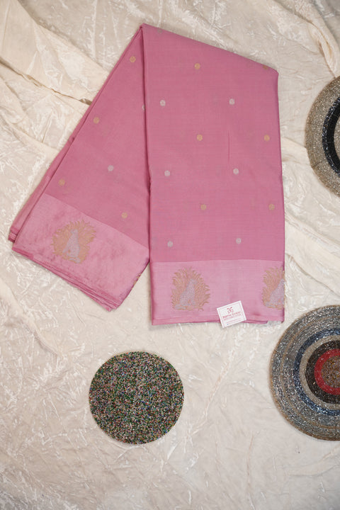 PURE CHINON PEACH PINK SAREE