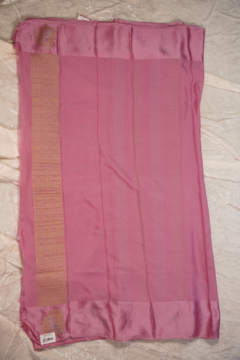 PURE CHINON PEACH PINK SAREE