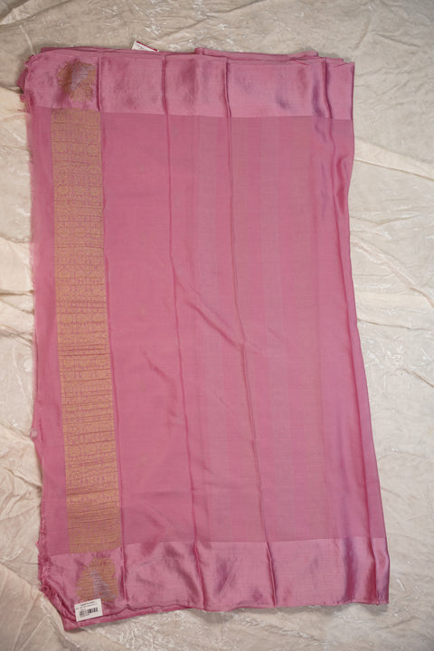PURE CHINON PEACH PINK SAREE