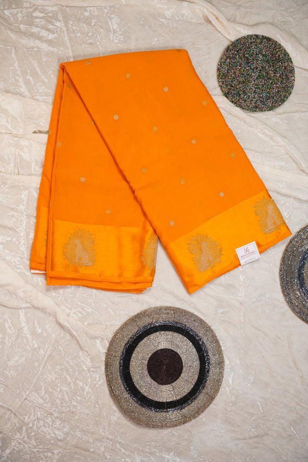 PURE CHINON RICH MUSTARD SAREE
