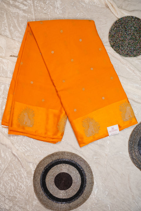 PURE CHINON RICH MUSTARD SAREE