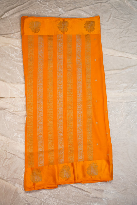 PURE CHINON RICH MUSTARD SAREE