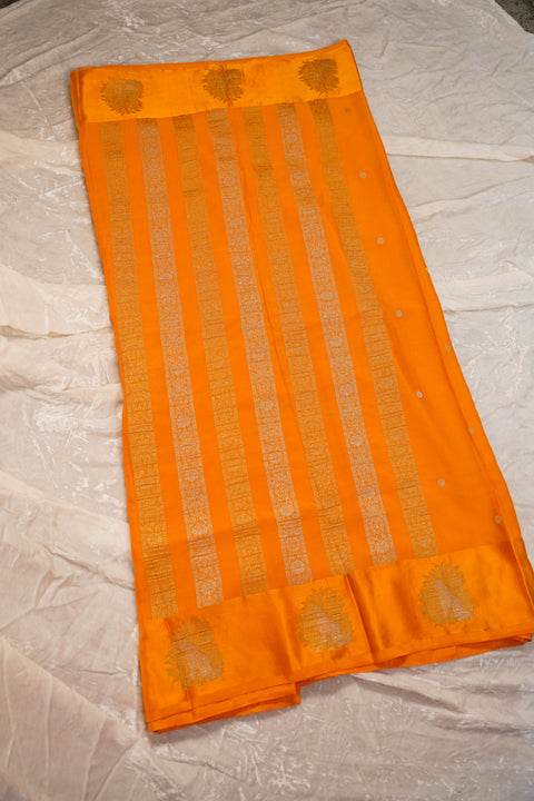 PURE CHINON RICH MUSTARD SAREE