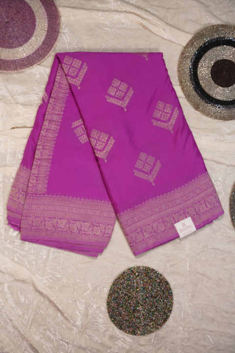 PURE CHINON RICH PURPLE SAREE