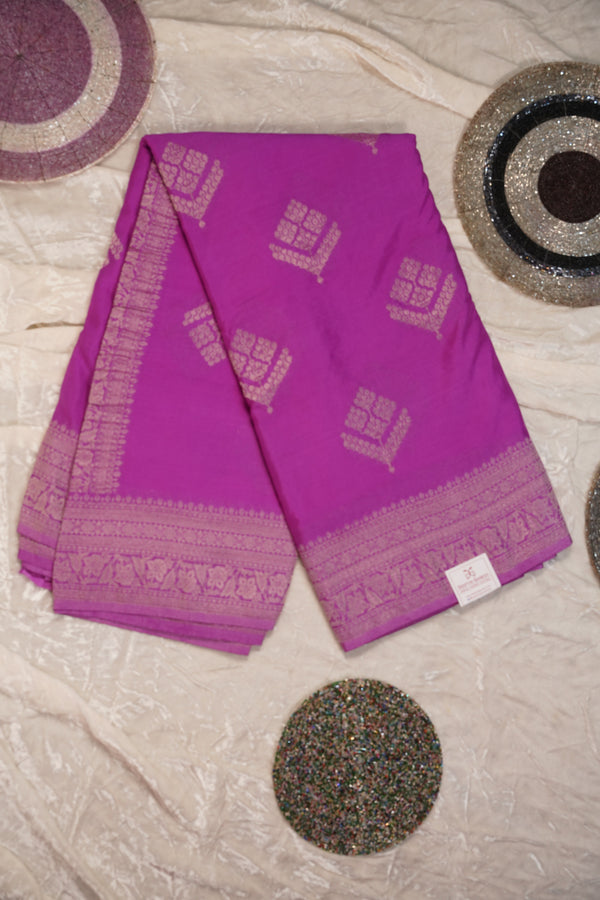 PURE CHINON RICH PURPLE SAREE