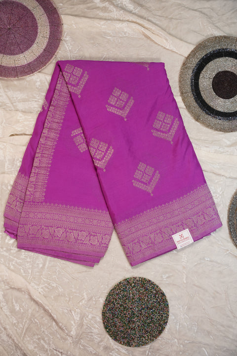 PURE CHINON RICH PURPLE SAREE