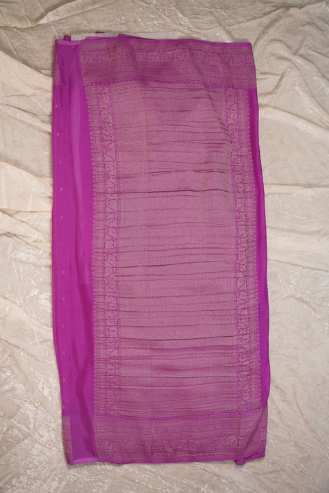 PURE CHINON RICH PURPLE SAREE