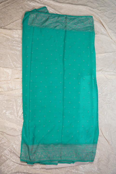 PURE CHINON TURQUOISE SAREE