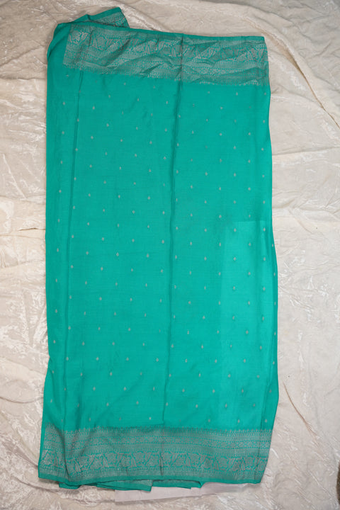 PURE CHINON TURQUOISE SAREE
