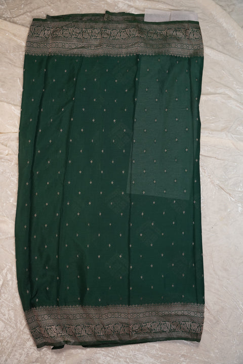 PURE CHINON DARK GREEN SAREE