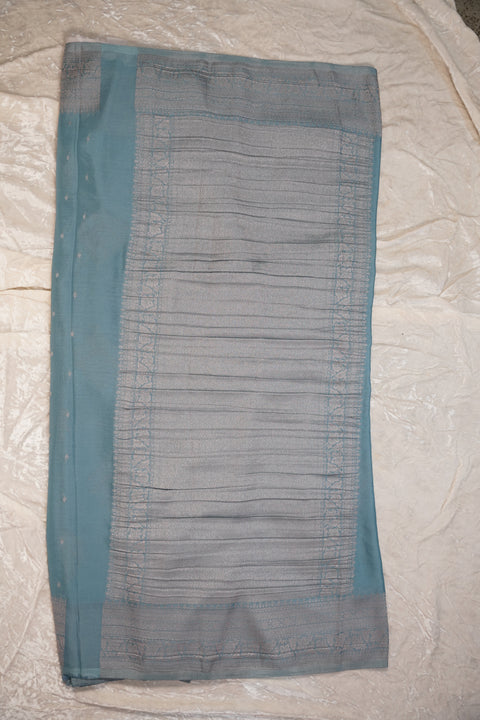 PURE CHINON PASTEL BLUE SAREE