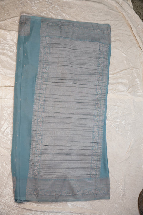 PURE CHINON PASTEL BLUE SAREE