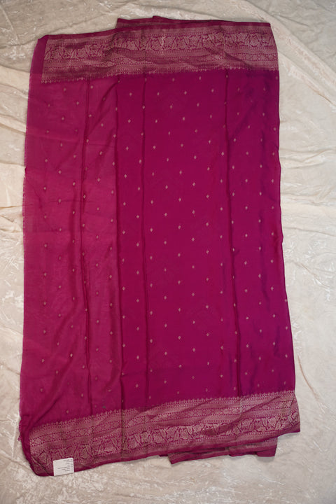 PURE CHINON RANI PINK SAREE