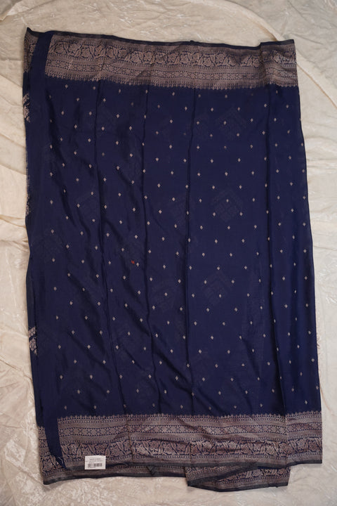 PURE CHINON ROYAL INDIGO SAREE