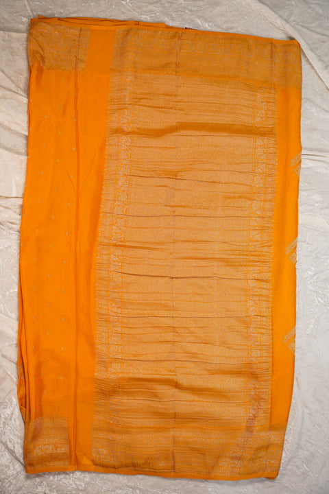 PURE CHINON MUSTARD YELLOW SAREE