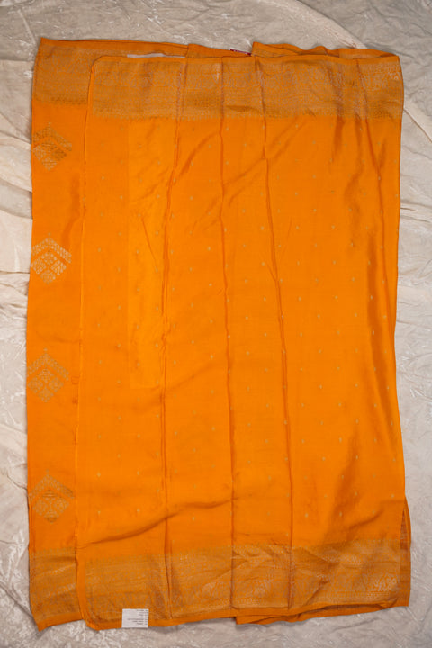 PURE CHINON MUSTARD YELLOW SAREE