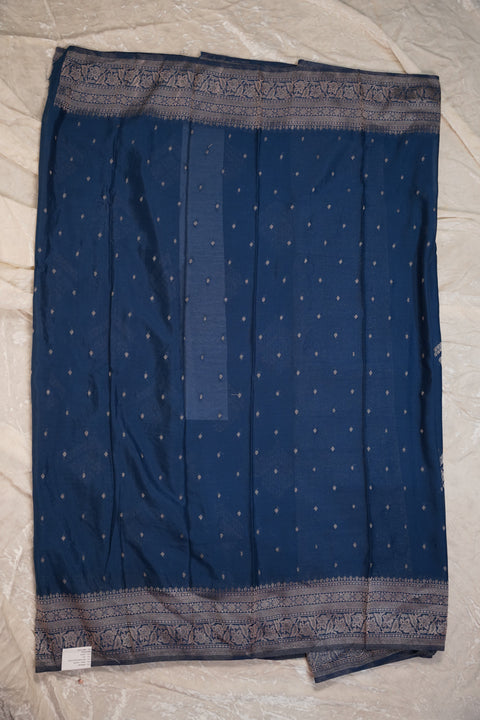 PURE CHINON NAVY BLUE SAREE